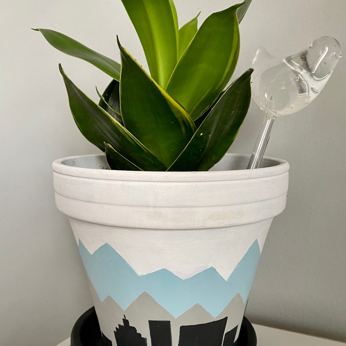 DIY Skyline Hand Painted Plant Pot